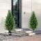2 Pieces Artificial Cedar Topiary Trees Tall Faux Evergreen Plants in Pots for Indoor Outdoor